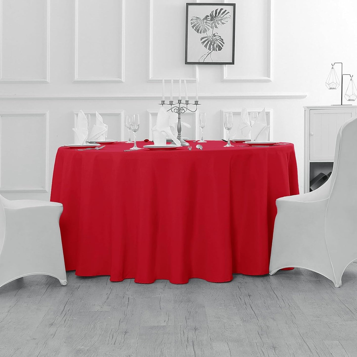 Fokitut 2 Pack Waterproof Round Tablecloth, 70 Inch, Stain Resistant and Wrinkle Polyester Table Cloth, Fabric Table Cover for Kitchen Dining, Wedding, Party, Holiday Dinner-Red