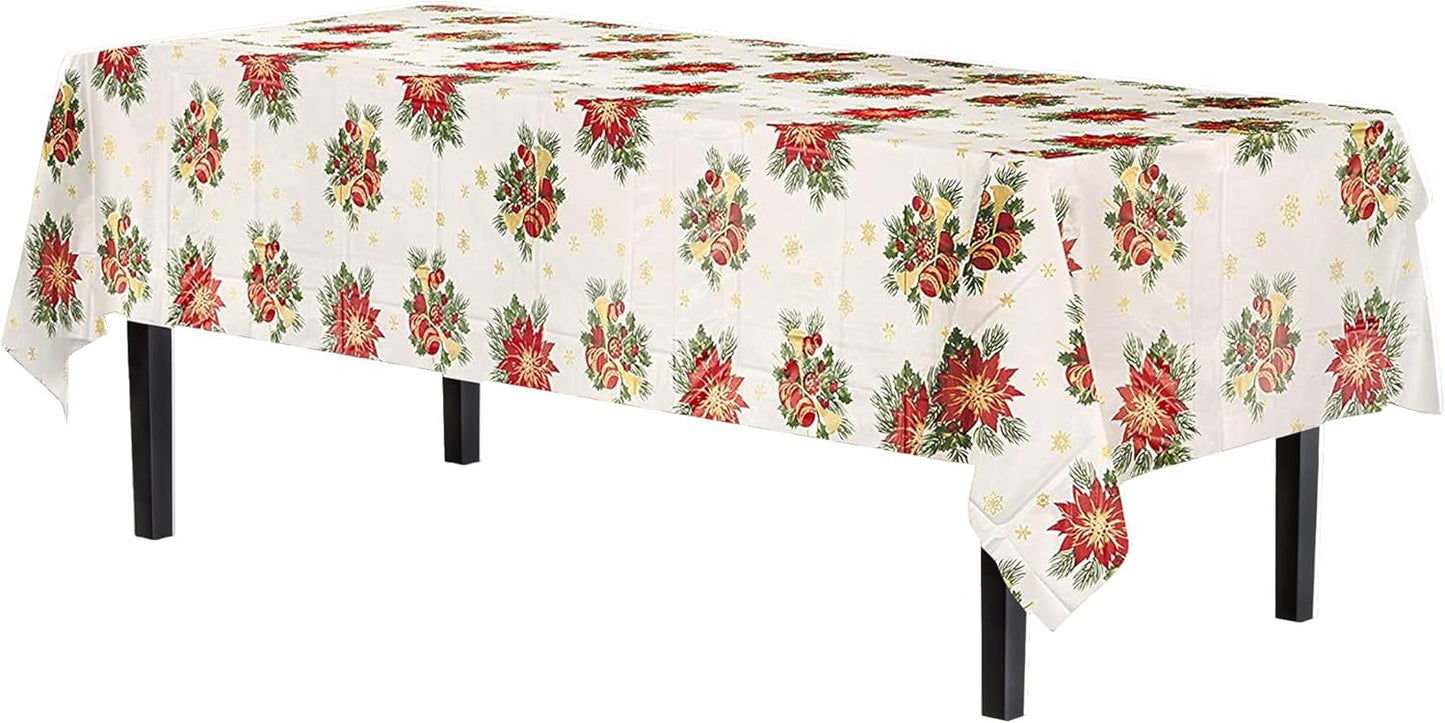 Party Solids Pack Of 12, Premium Rectangle Holiday Design Plastic Tablecloth - Christmas Decorations Tablecloth Disposable Plastic Table Cover for December - 54 inch. x 108 inch