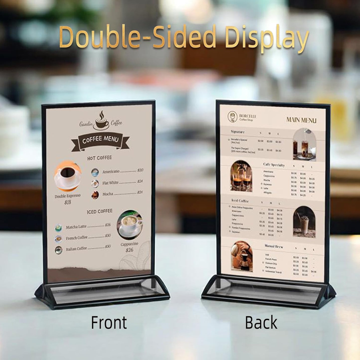 4x6 Picture Frames Acrylic Sign Holder 6 Pack Menu Stands, Double-sided Picture Stands for Wedding Table Numbers Holders, Table Top Display Wedding Sign Stand Vertical Flyer Holder, Black