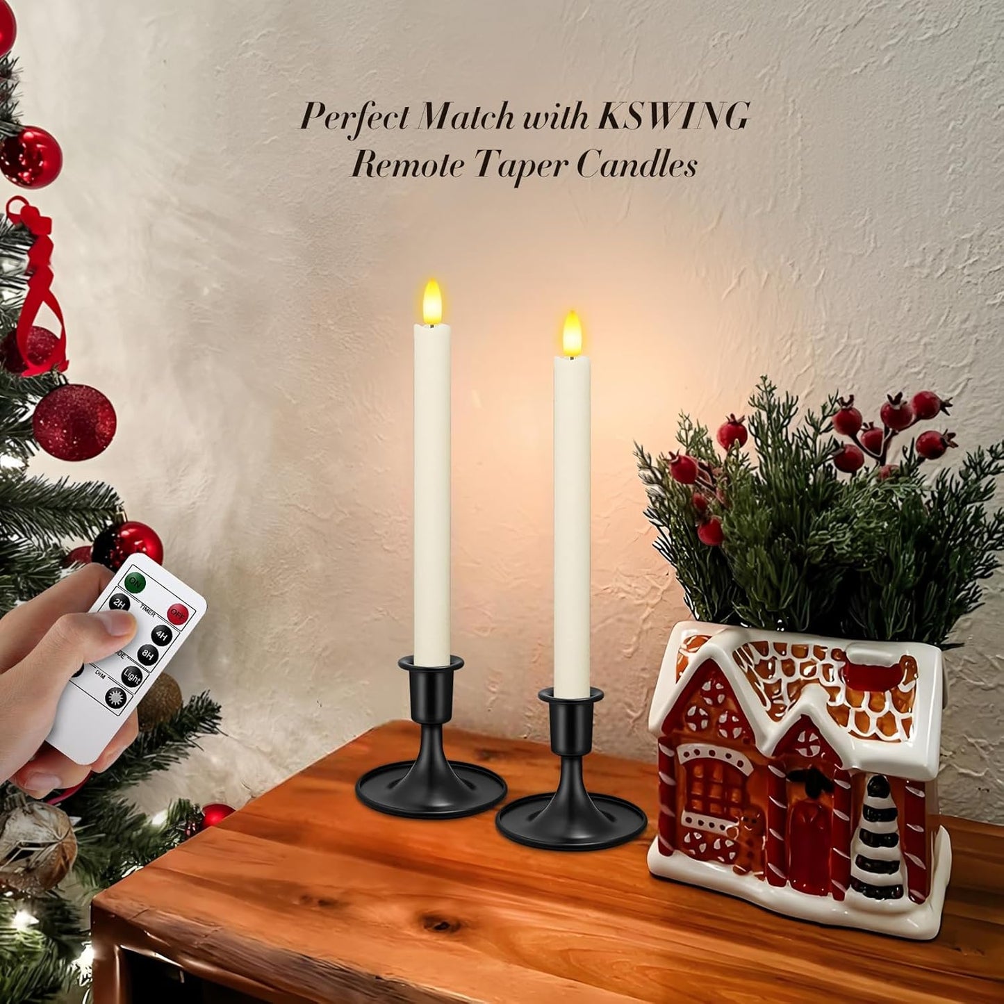 Candlestick Holders 6 PCS Short Metal Taper Candle Holders, KSWING Black Candle Stick Holders Set, Perfect for Table Centerpiece Mantel Party Wedding Christmas Home Decor, Set of 6