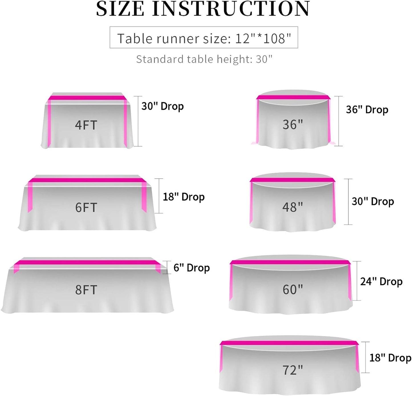 10-Pack Satin Table Runner Pink 12 x 108 inches Long, Table Runners for Wedding, Birthday Parties, Banquets Decorations（10 Pack, 12x108 Inch, Pink）