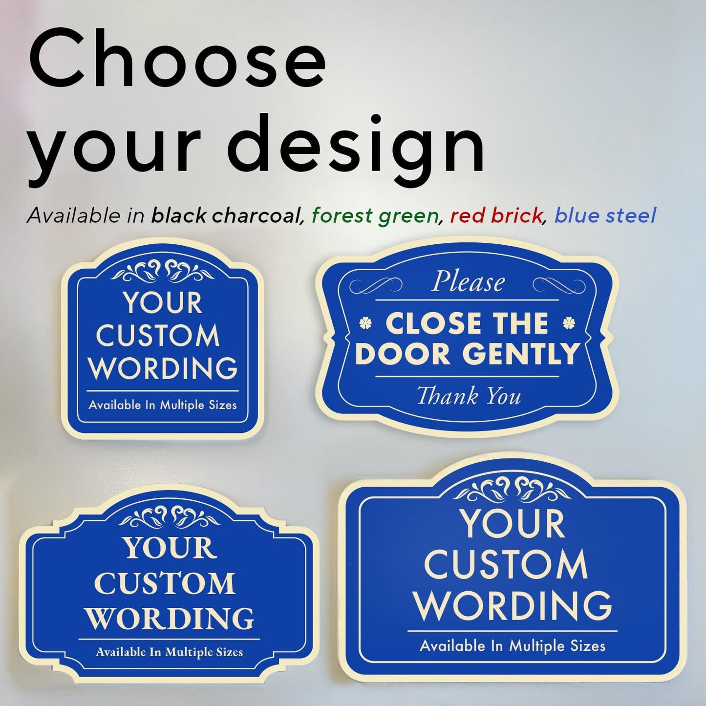 Custom Decorative Outdoor Metal Sign, Personalized Aluminum Driveway Sign - Waterproof, Made in USA - Design 2 Blue Steel 18x12 In