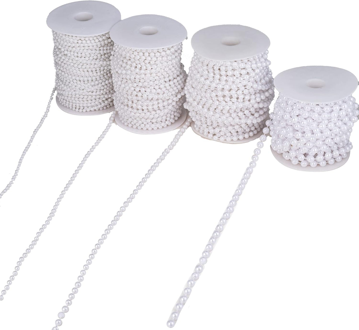 6mm Crafts Faux Pearl Beads Garland Pearl Bead Roll Strand of Pearls to Decorate Floral Centerpieces Wedding Party Favor Christmas Tree(82 Feet White)