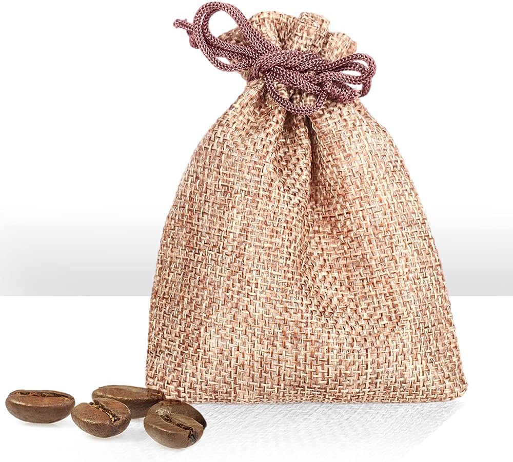 LYSXP 50PCS Burlap Bags with Drawstring，3x4 Inch Drawstring Gift Bag Jewelry Pouches for Wedding Party Favors, DIY Craft Christmas Presents