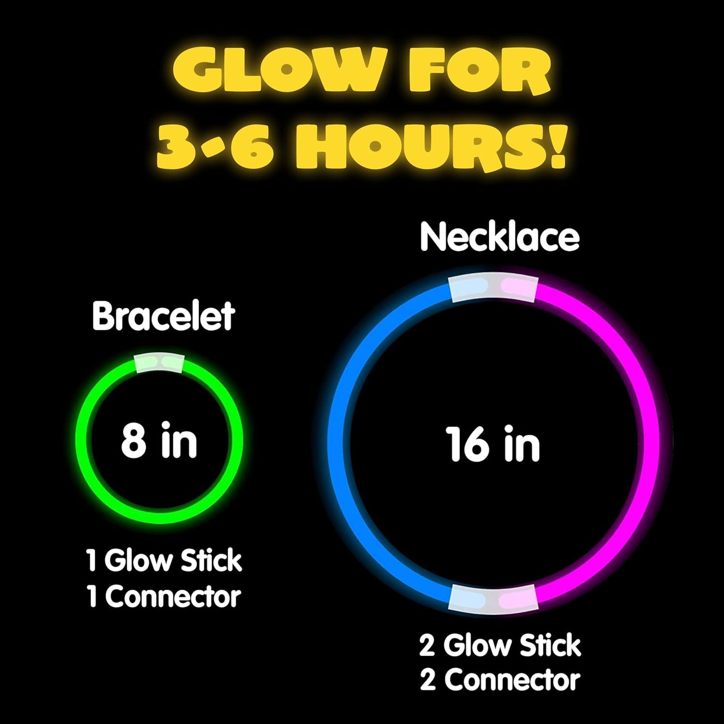 JOYIN 144 Pcs 8" Glowsticks, Halloween Supplies Pack, Bracelets Necklaces, Glow in the Dark Party Favors, Easter, Christmas, Football Party Supplies