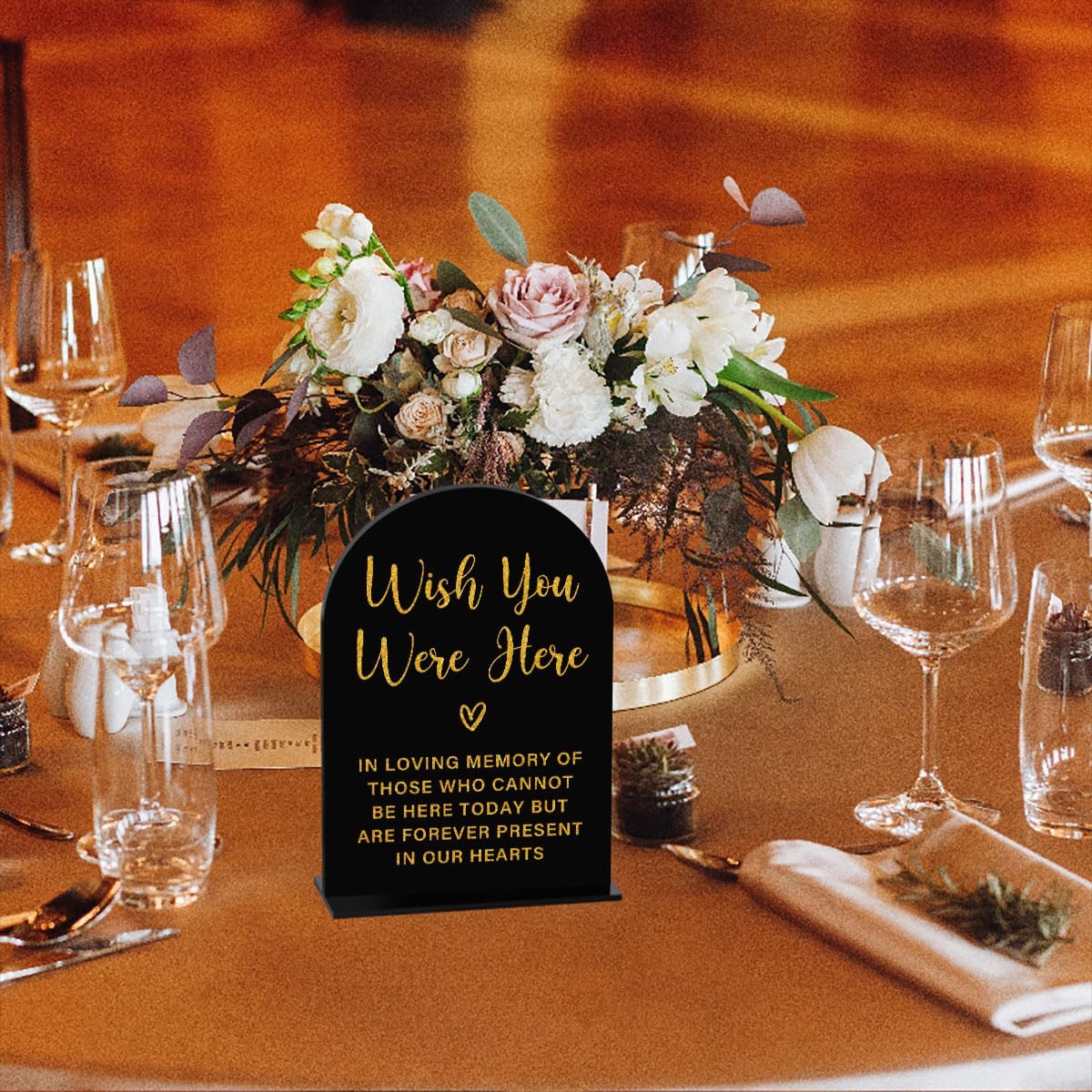 Acrylic Wedding Sign, Bridal Shower Decorations, Wish You Were Here Sign for Ceremony, Modern Font Table Signs, Acrylic Table Top Signs for Wedding Reception and Event Party (Black Gold)