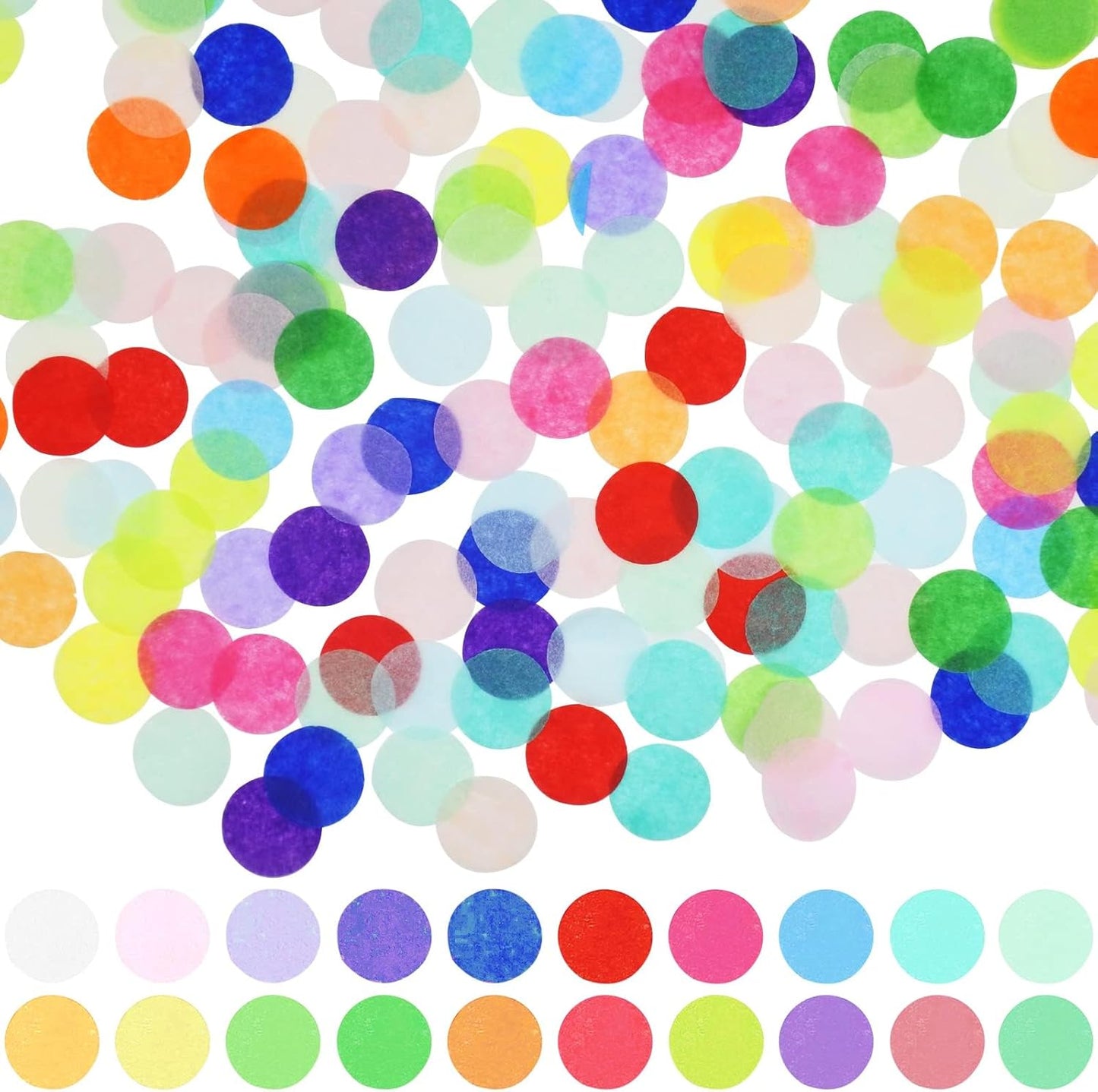 RYKOMO 20000 Pieces 1 Inch Round Tissue Paper Confetti, 7oz Multicolor Table Confetti Paper for Balloons Arts Craft DIY Scrapbooking Birthday Party Festival