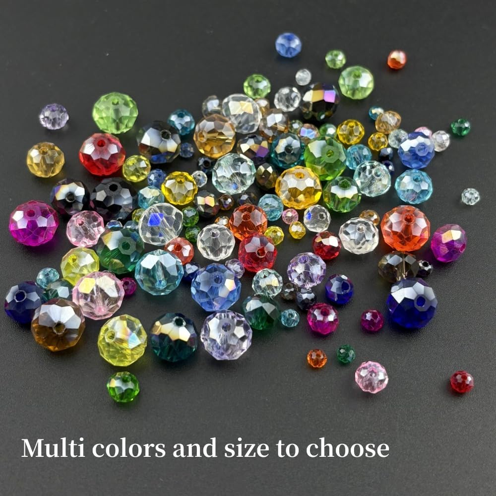 500pcs 3mm Crystal Glass Beads for Crafts Faceted Rondelle Glass Beads for Jewelry Making Crystal Spacer Beads for Necklaces Bracelets Earrings DIY Craft(Light Blue AB)