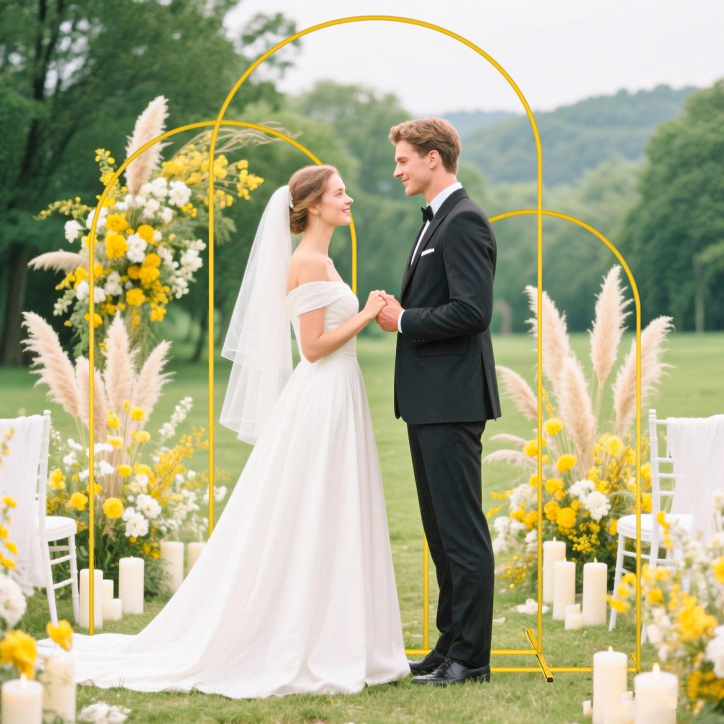 MODFUNS Metal Arch Backdrop Stand and Cover Set 4&5&6ft Light Blue Sequins Arch Backdrop Cover Set of 3 Balloon Arch Frame Romantic Arch Stand with Covers for Wedding Birthday Party Decoration