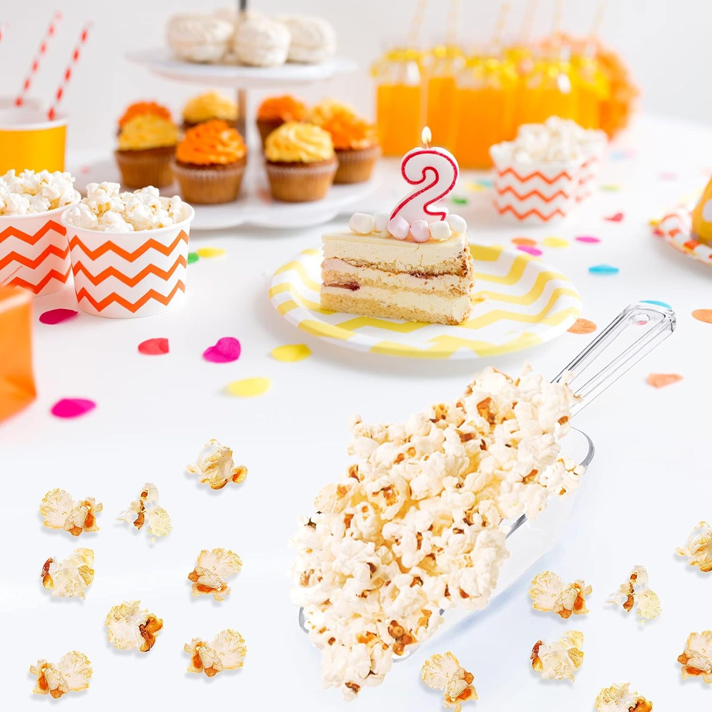 Ice Scoop Candy Buffet Containers Scoopers, Hmxpls Clear Plastic Scoop for Popcorn Cookie Candy Buckets, Podpocket Acrylic Large Scoops for Parties Wedding Bar Jars Freezer Dry Goods （6 Pack 7.5 In ）