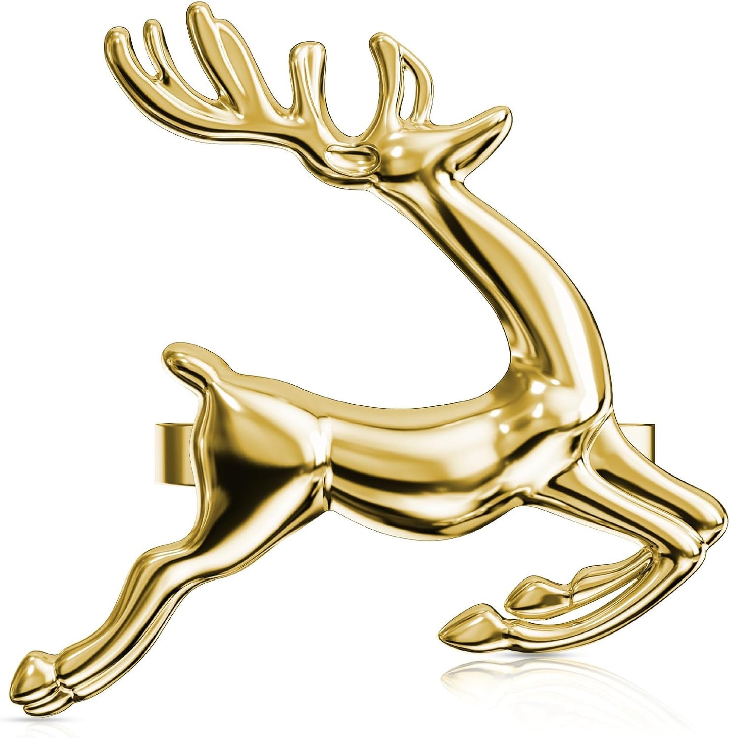 ZeeDix Gold Reindeer Christmas Napkin Rings Set of 8, Napkin Holder Ring for Christmas Dinner Table Decor Cloth Napkins, Wedding Receptions, Holiday Party, Banquet and Home Kitchen