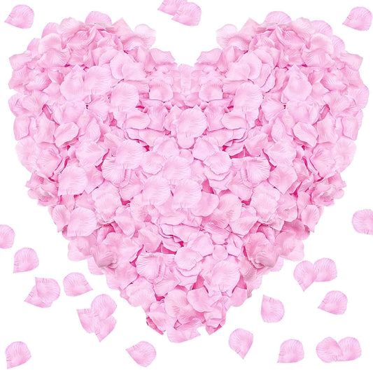 1000Pieces Rose Petals, Artificial Flower Petals Fake Rose Petals Silk Red Rose Petals for Romantic Night,Wedding,Proposal Anniversary Flower Decorations (Light Pink)