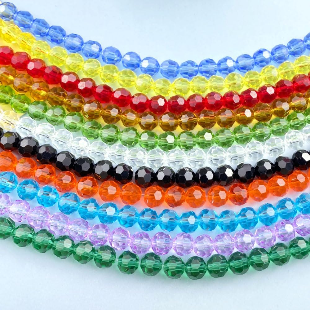 100 PCS 8mm Crystal Glass Beads Round Multiple Faceted Loose Spacer Glass Beads for DIY Handcrafte Bracelet Necklace Earring Jewelry Making(Malachite Green)