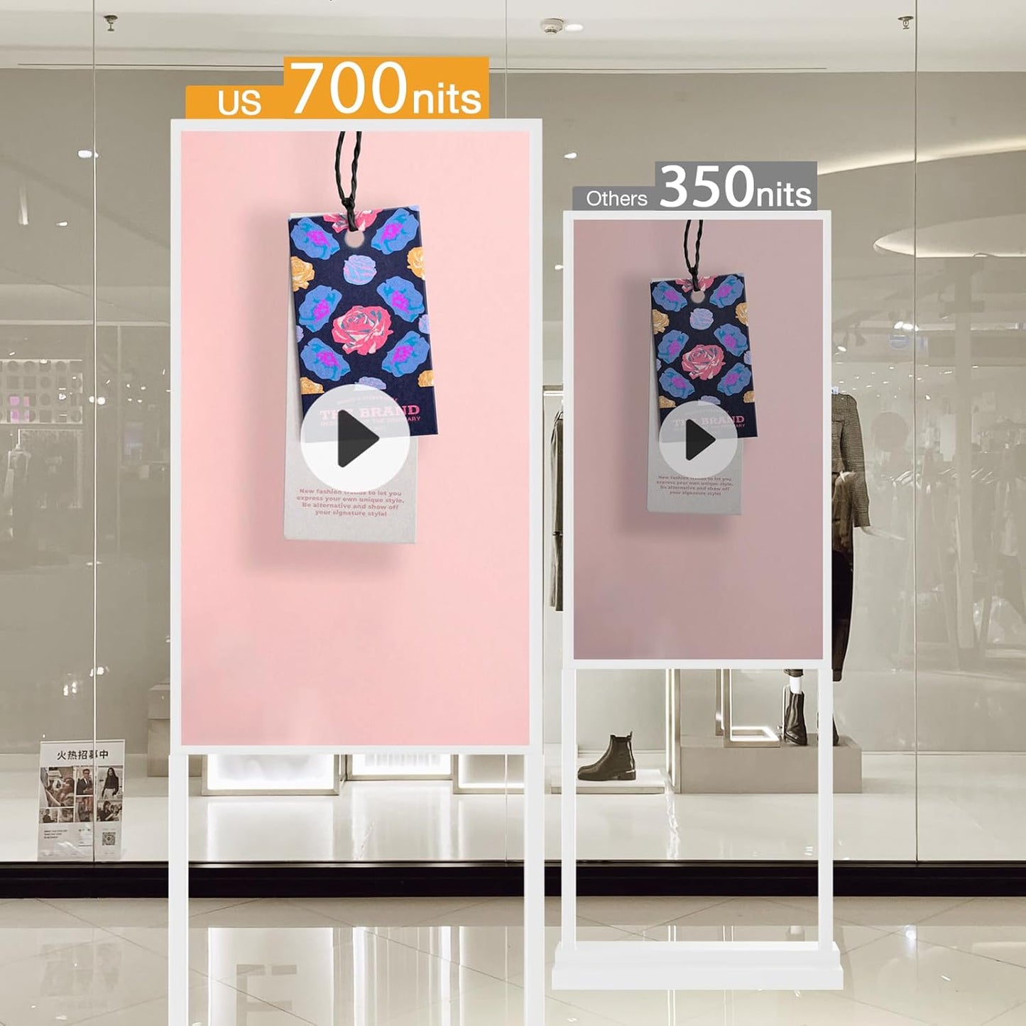 43 Inch 4K Touchscreen Kiosk, Indoor Capacitive Touch Floor Standing Digital Signage Displays, Advertising Display LCD Kiosk, UHD Interactive Display Poster Android System, HDMI/USB/WiFi