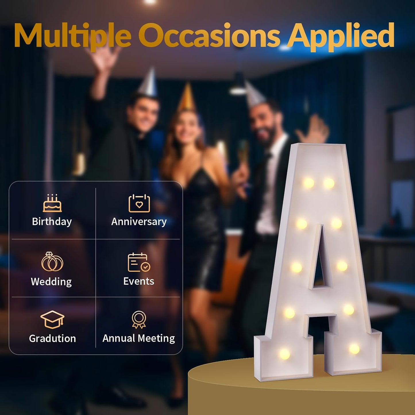JoyMuse 4FT Marquee Light Up Letters,Large Marquee Letters 4 Feet Tall for Marry Me Proposal Decorations Big 4FT Letters with Lights for Baby Shower Party Decor, Letter E