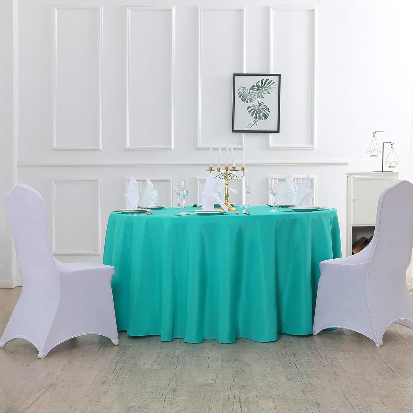 70 inch Round Tablecloth Washable Polyester Table Cloth Decorative Table Cover for Wedding Party Dining Banquet（70 inch,Turquoise）