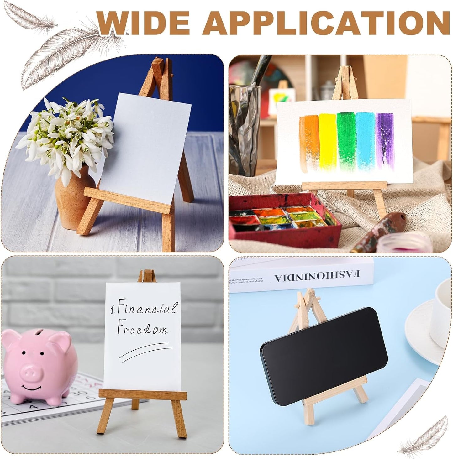 MECCANIXITY Mini Wood Display Easels, 15.7"x7.9"A-Frame Painting Tabletop Easels Holder Stand for Artists Beginners Displaying Small Canvases Art Photos Business Cards(Pack of 3, Wood Color)