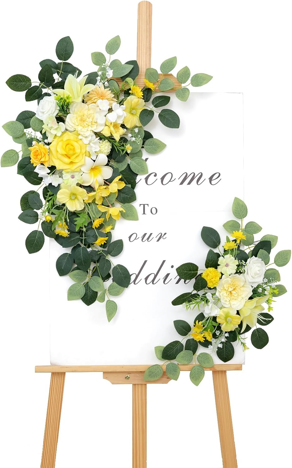 Pack of 2 Faux Flowers,Wedding Arch Flowers,Wisteria Hanging Flowers,Flower Garland Be Suited to Aisle Decorations for Wedding Ceremony(New Yellow)