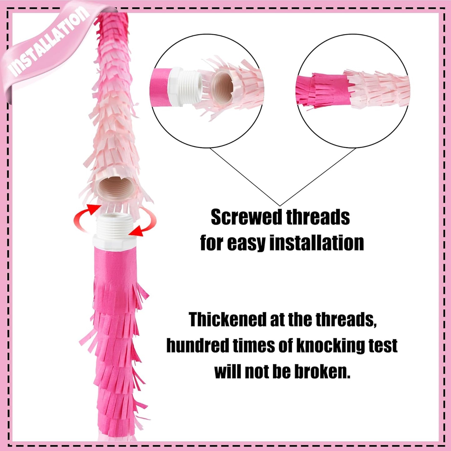 PCFING 20 Inch Number 1 Piñata Pink Gold with 30 Inch Piñata Stick Blindfold Confetti for Boys Girls Adults Birthday Party Decorations, Anniversary Celebration, Fiesta