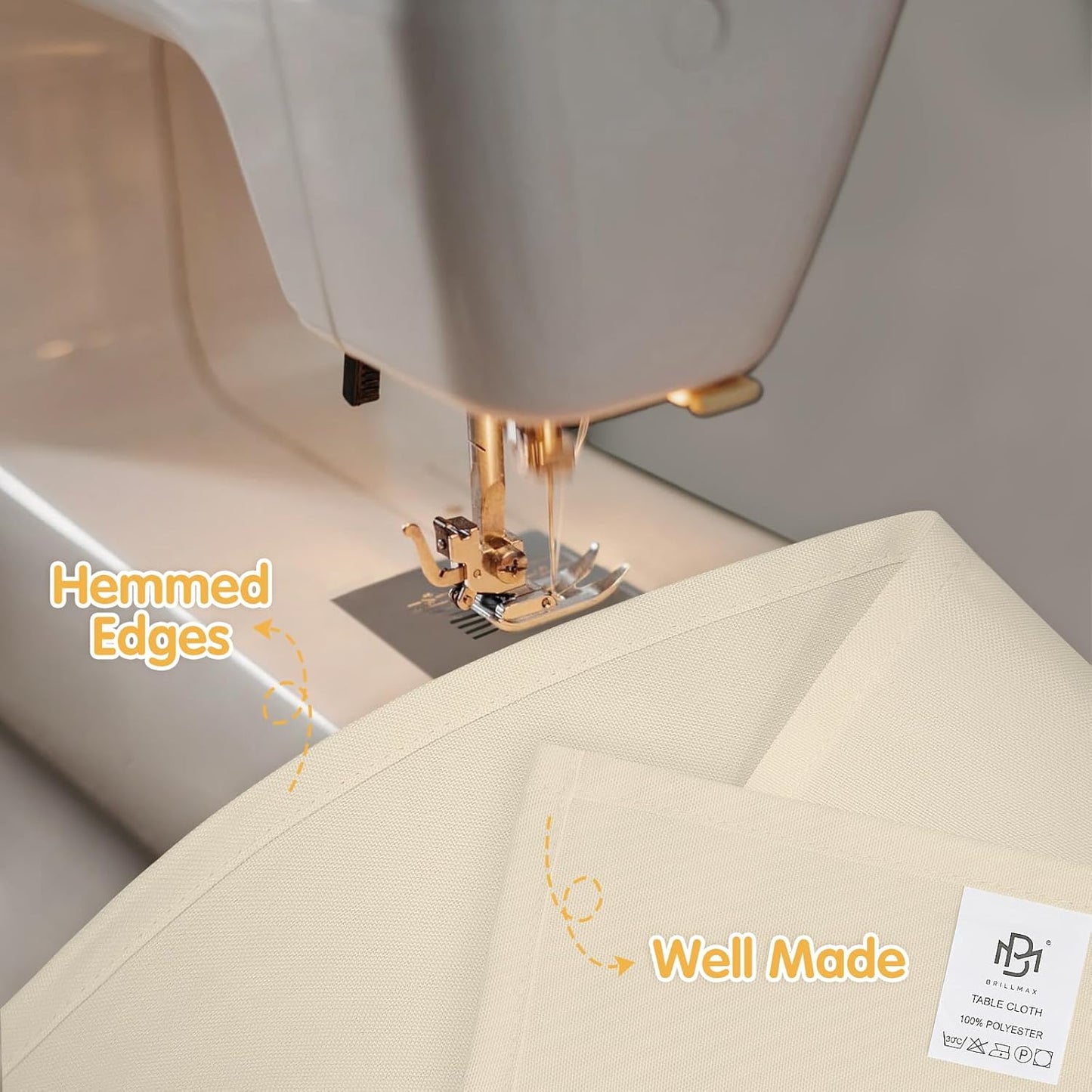 BRILLMAX 4 Pack Beige Tablecloths for 8 Foot Rectangle Tables 90 x 156 Inch - 8ft Rectangular Bulk Linen Polyester Fabric Washable Cloth Cover for Wedding Reception Banquet Birthday Party