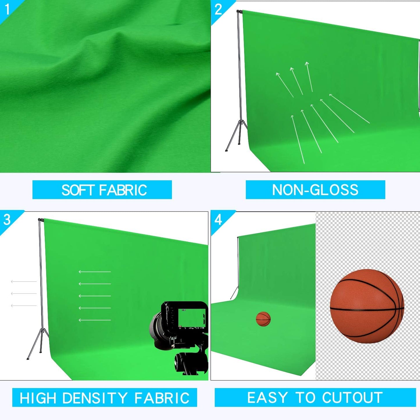 ISSUNTEX 10X10 ft/3X3 Meters Background Photo Backdrop, Photo Studio, Collapsible High Density Screen for Video Photography and Television-Green