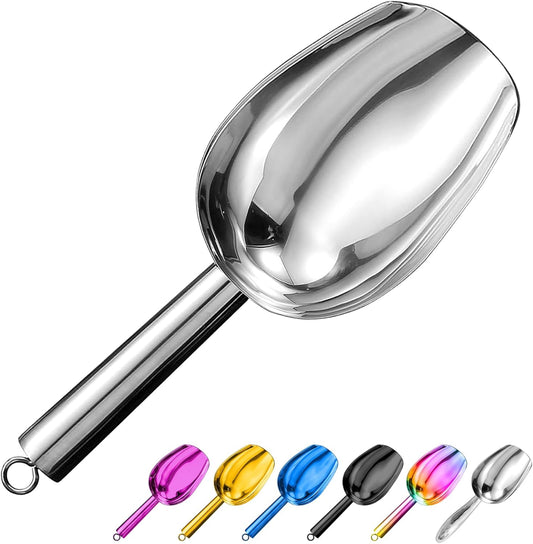 Metal Ice Scoop 3 Oz, Small Stainless Steel Ice scooper for Ice Maker Ice Bucket Kitchen Freezer Bar Party Wedding, Multipurpose for Coffee Bean,Flour Scoop,Dog Food Scoop (3 OZ-Silver)
