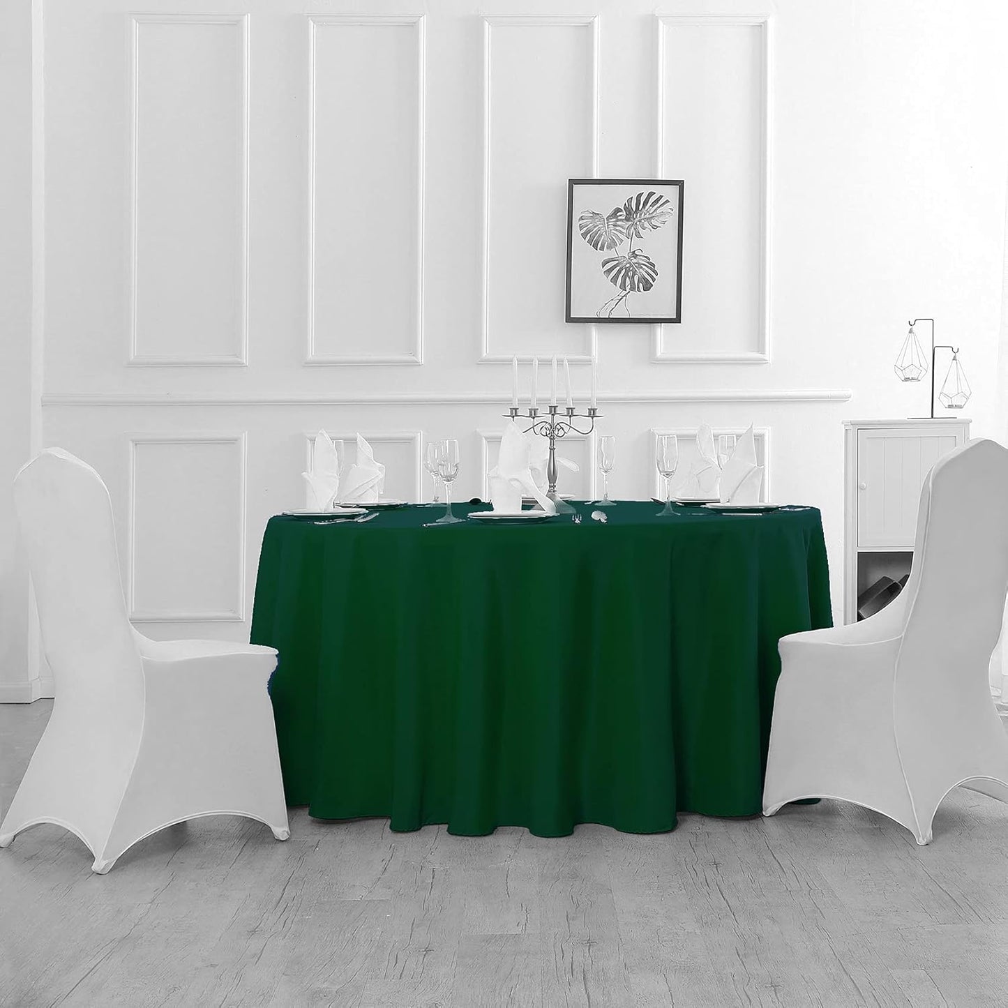 120 inch Round Tablecloth Washable Polyester Table Cloth Decorative Table Cover for Wedding Party Dining Banquet（120 inch, Hunter）