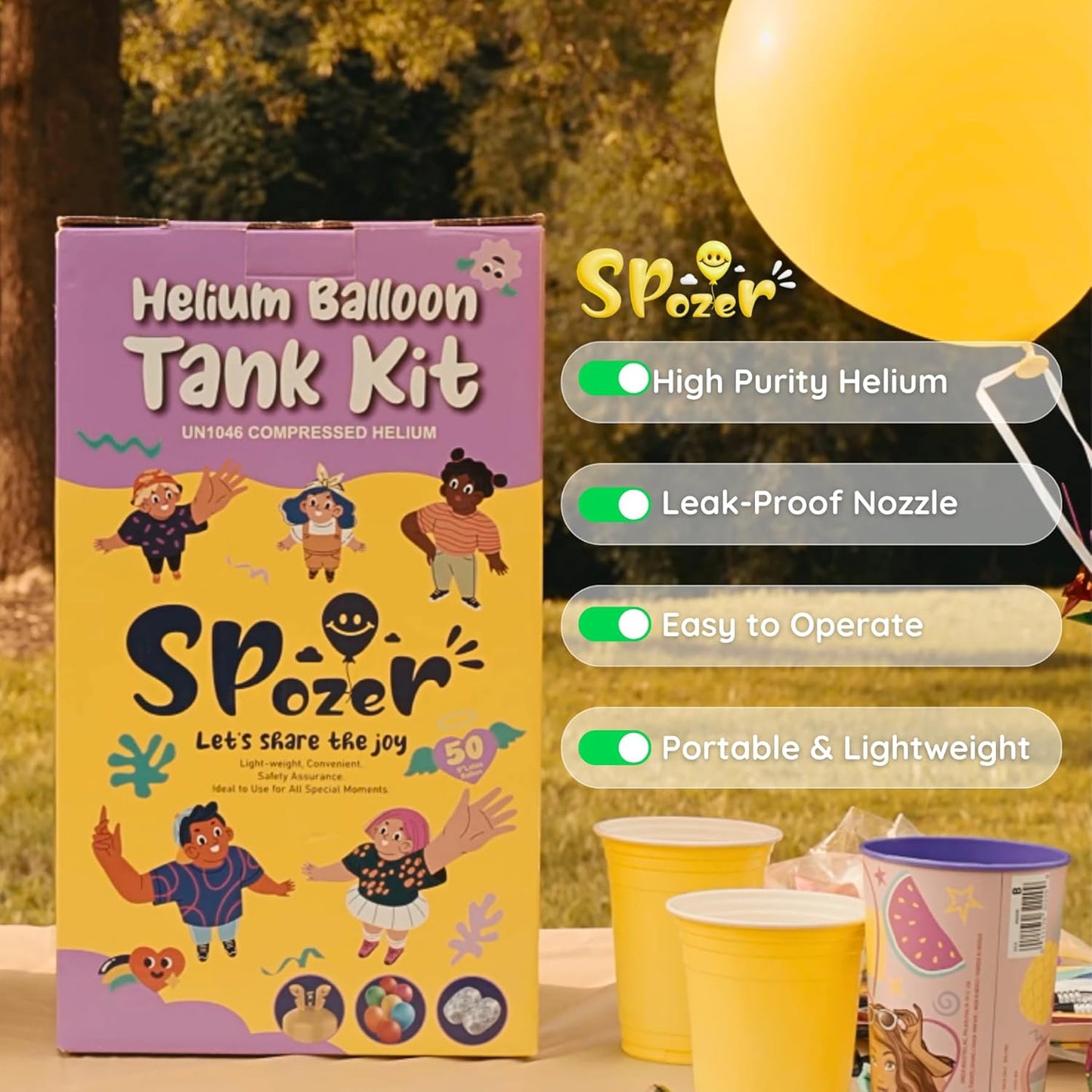 13L Helium Tank Up To 50 Latex Balloons, Helium Tank For Balloons At Home, 50 Latex Balloon And Ribbons Included.