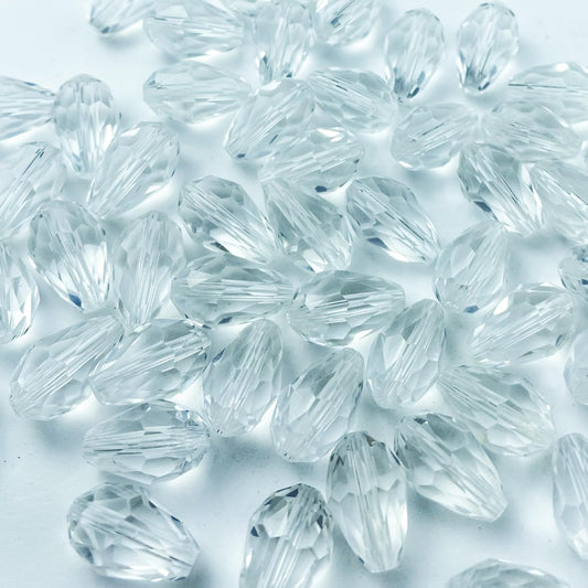 200pcs 4x6mm Teardrop Crystal Glass Beads Vertical Hole Faceted Glass Teardrop Spacer Beads for Bracelets Necklace Earring DIY Jewelry Making Craft(Transparent)