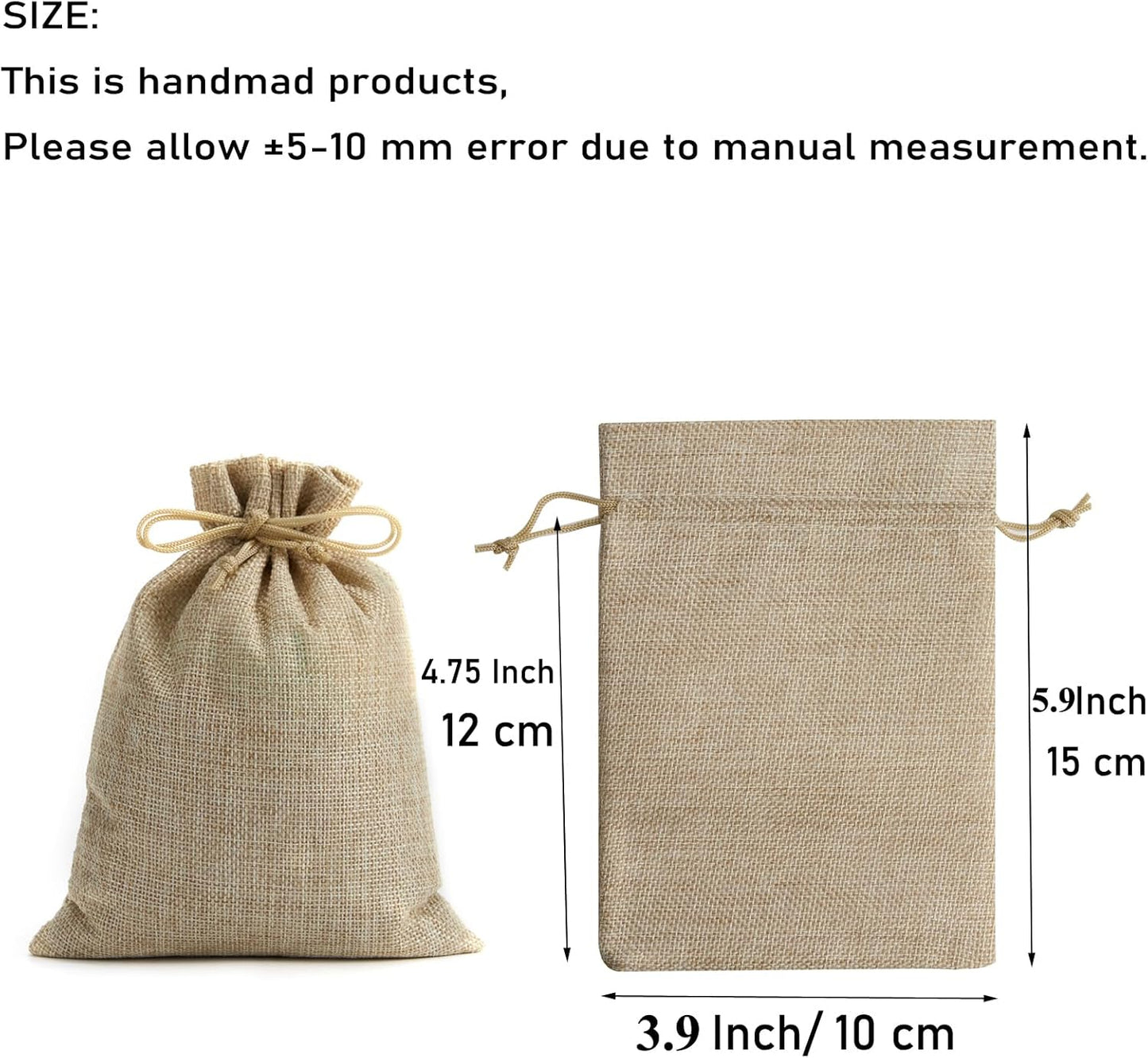 Tendwarm 50 Pcs 3.9x5.9 Inch Burlap Gift Bags with Drawstring Linen Jewelry Bag for Wedding Party Favors