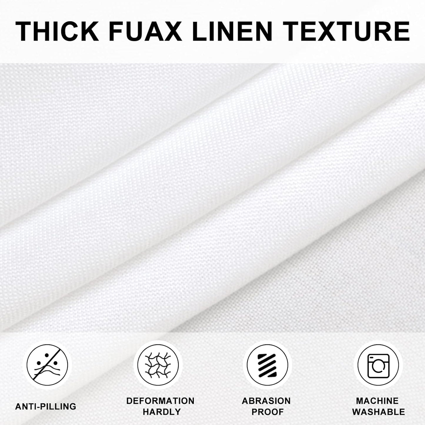Hiasan Round Tablecloth 45 Inch Linen - Wrinkle and Stain Resistant Washable Polyester Fabric Table Cloth for Dining Room Kitchen Party, White
