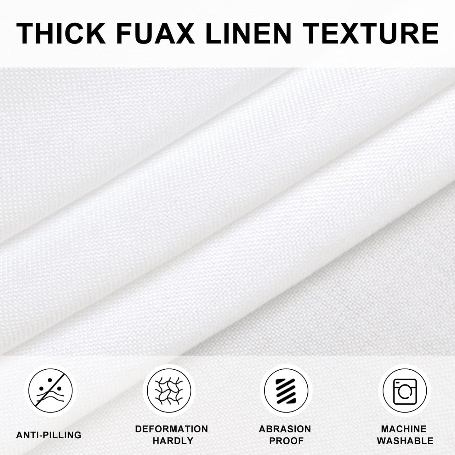 Hiasan Round Linen Table Cover 30 Inch - Wrinkle and Stain Resistant Washable Polyester Fabric Table Cloth for Dining Room Kitchen Party, White