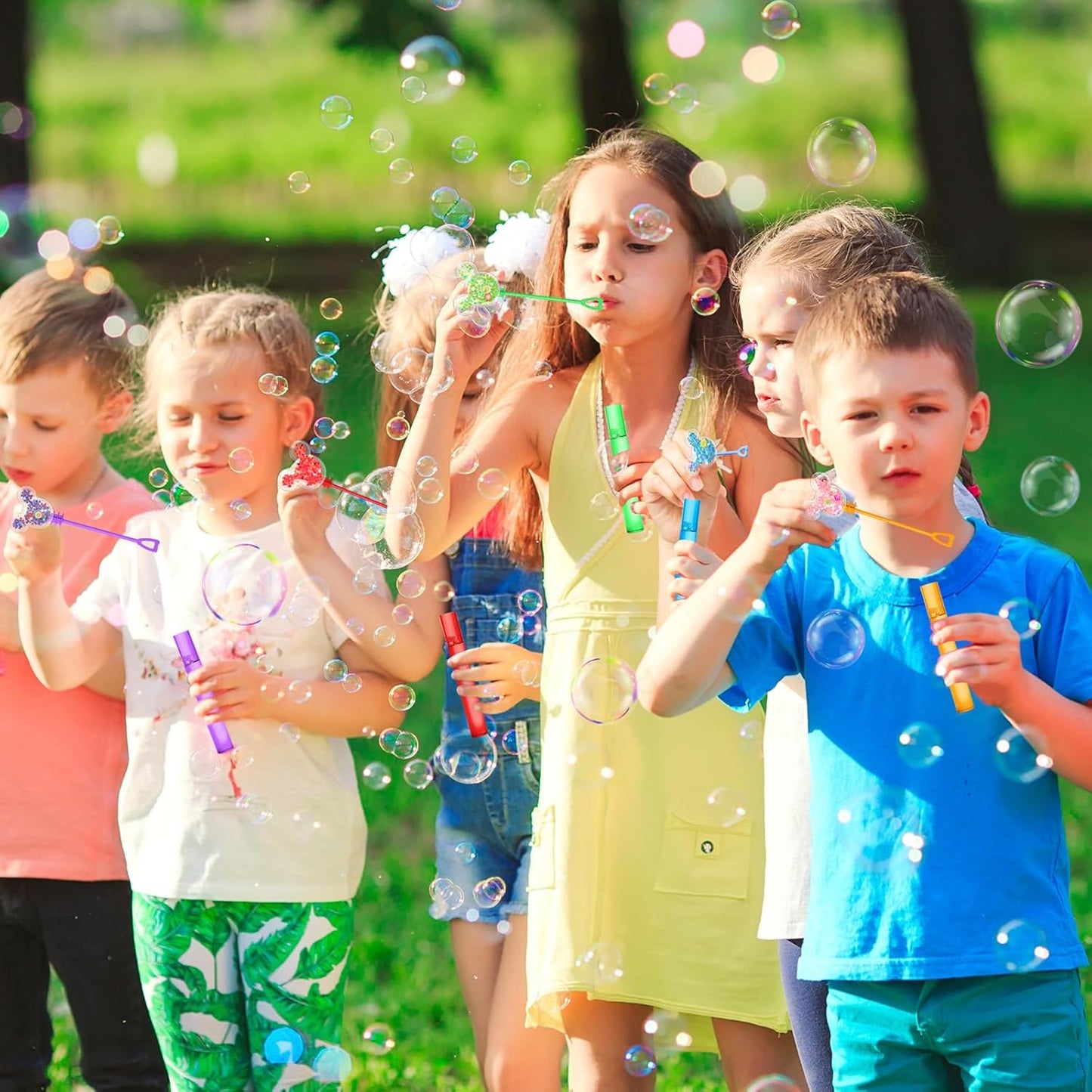 AFZMON 24 Glitter Mouse Ear Bubble Wands for Kids, Mouse Party Favors Mini Bubbles Birthday Gift Toy Goodie Bag Stuffers Classroom Prizes Wedding Party Supplies