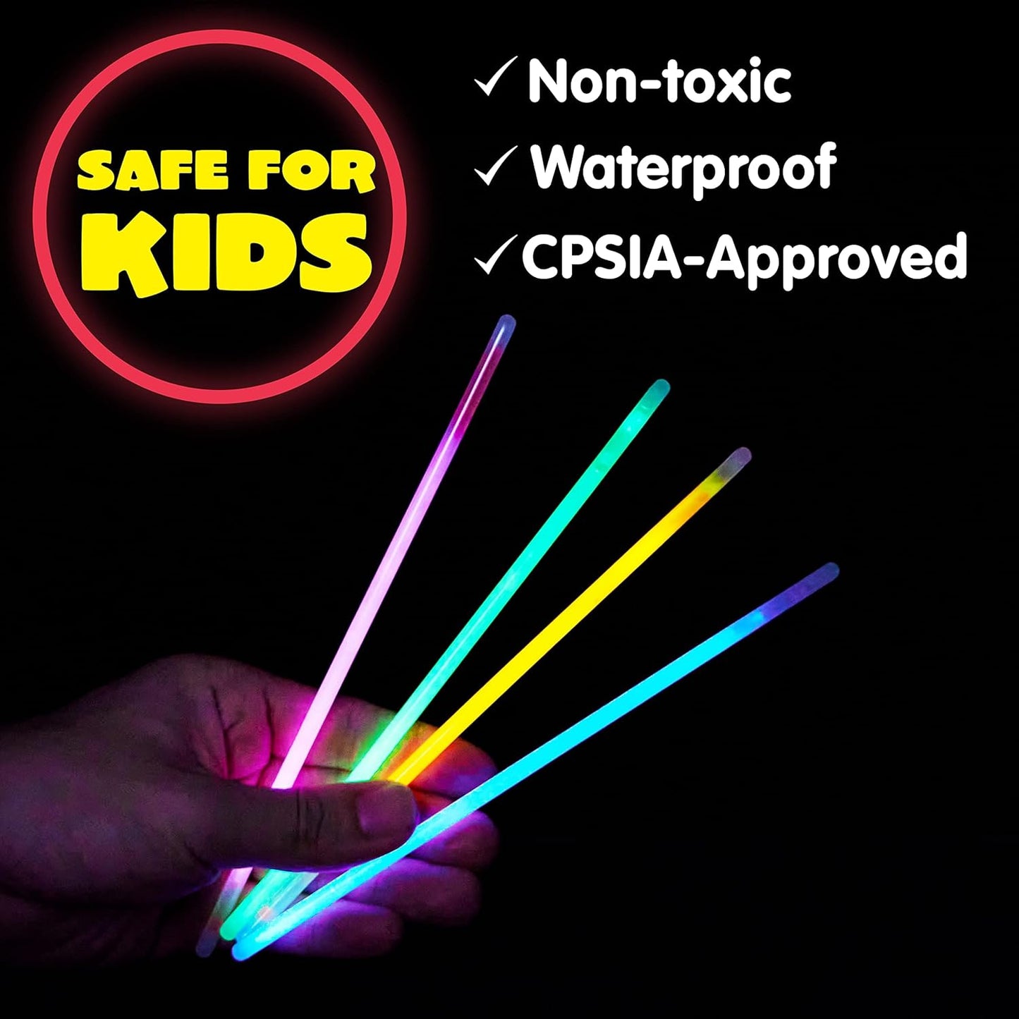 JOYIN 144 Pcs 8" Glowsticks, Halloween Supplies Pack, Bracelets Necklaces, Glow in the Dark Party Favors, Easter, Christmas, Football Party Supplies