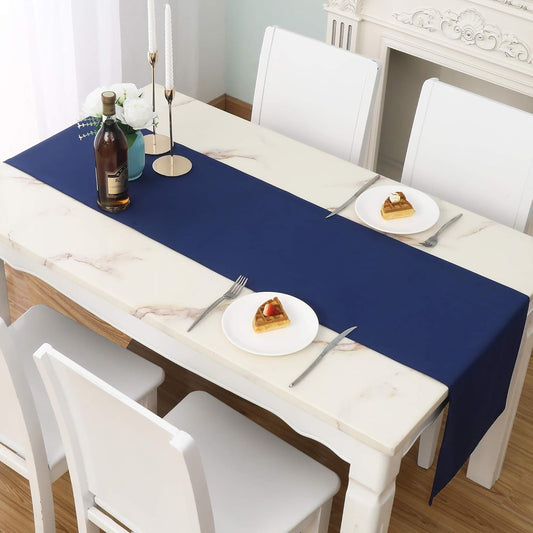 DUALIFE Navy Table Runner 72 Inch Soft Color Thick Polyester Decorative Cloth Handcrafted for Indoor/Outdoor Wedding Party Birthday Graduations Hotel Restaurant Banquet Catering Services Event 1 Panel