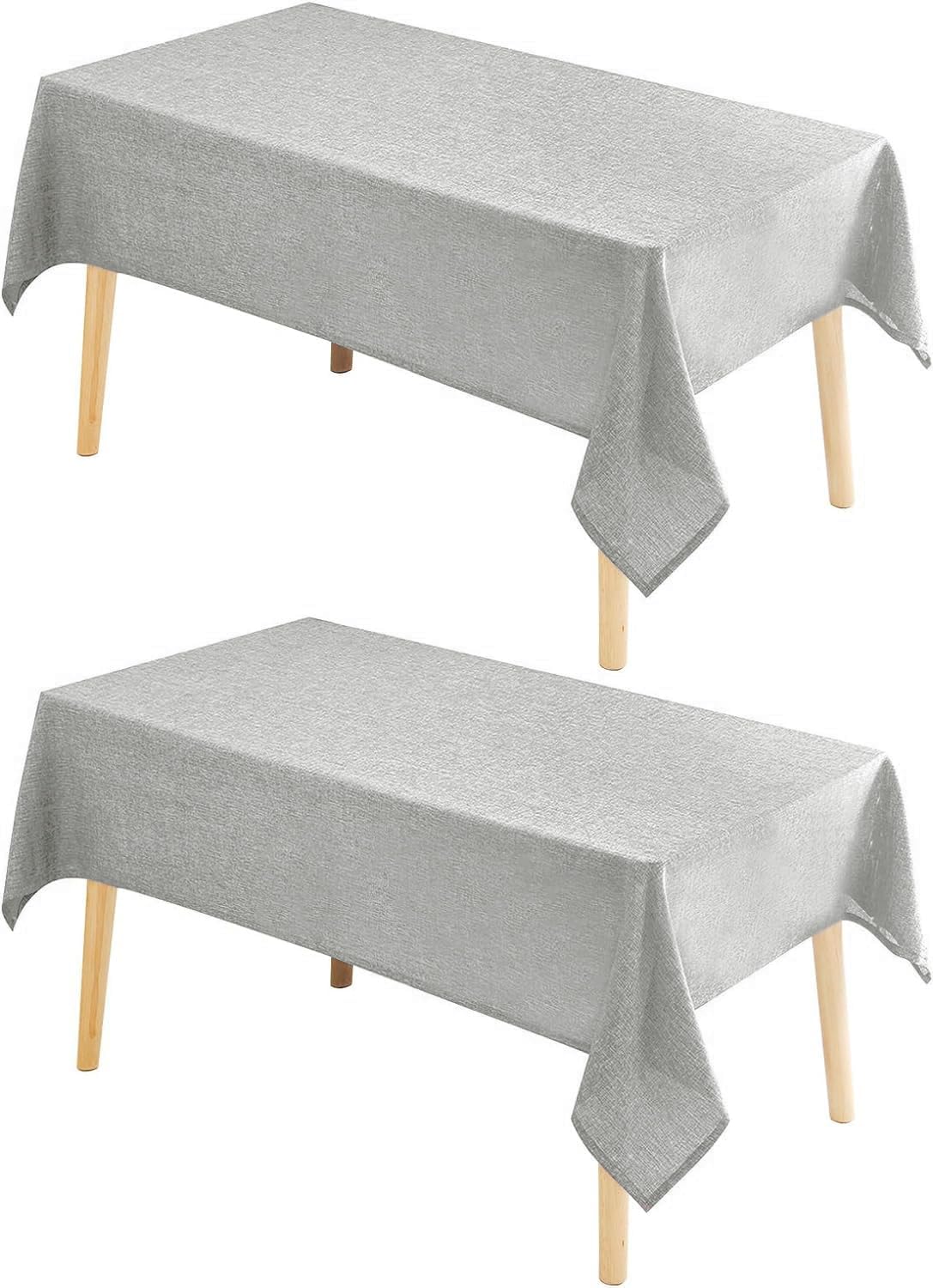 Hiasan 2 Pack Faux Linen Square Tablecloth - Wrinkle and Stain Resistant Washable Table Cloth for Kitchen Dining Room Holiday Table Cover for Party Dinner, Light Grey, 70 x 70 Inch
