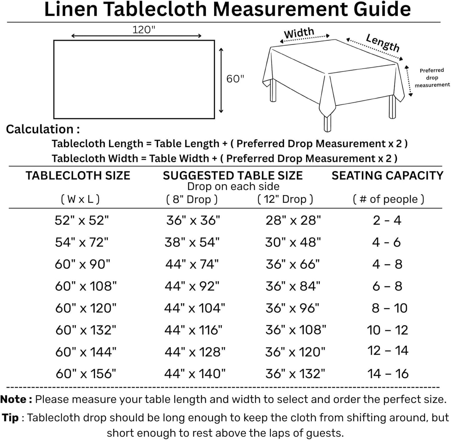 Solino Home Linen Tablecloth for Rectangle Tables 60 x 120 Inch - 100% Pure Linen Birch Table Cloth - Fete, Machine Washable Cloth Tablecloth for Fall, Autumn, Thanksgiving