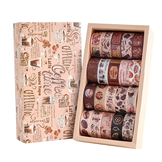 20 Rolls Coffee Theme Washi Tape Set, Writable Decorative Tapes for Scrapbooking, Bible Journaling, Bullet Journaling, 0.6"x79" per Roll