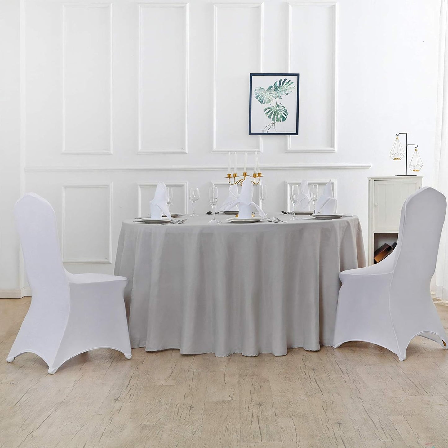 70 inch Round Tablecloth Washable Polyester Table Cloth Decorative Table Cover for Wedding Party Dining Banquet（70 inch,Silver）