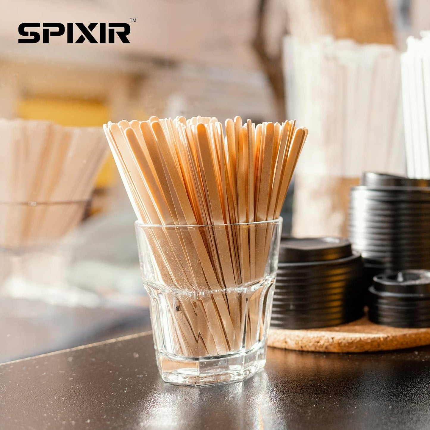 Coffee Stirrers Disposable Wooden Coffee Stir Sticks - Round-End Birchwood 5.5 Inches Large Wooden Stir Sticks - Pack of 500 Wood Stir Sticks, Coffee Sticks, Stirrers