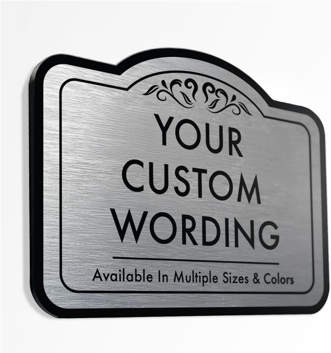 Custom Decorative Outdoor Waterproof Metal Signs, Personalized Aluminum Design 1 Metallic Silver 12x8 In