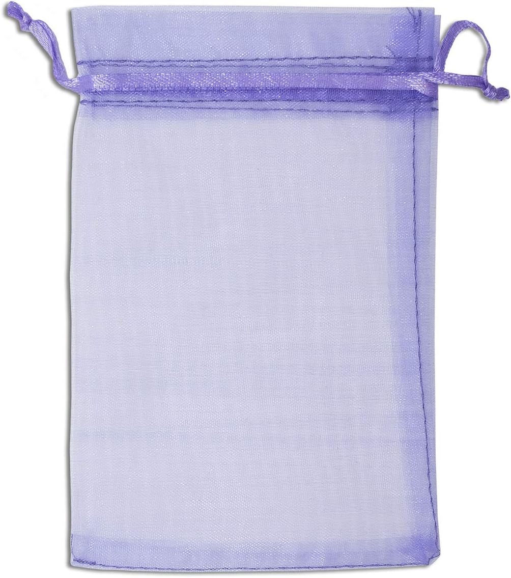 TheDisplayGuys 100-Pack 4x6 Lavender Sheer Organza Gift Bags with Drawstring, Jewelry Candy Treat Wedding Party Favors Mesh Pouch