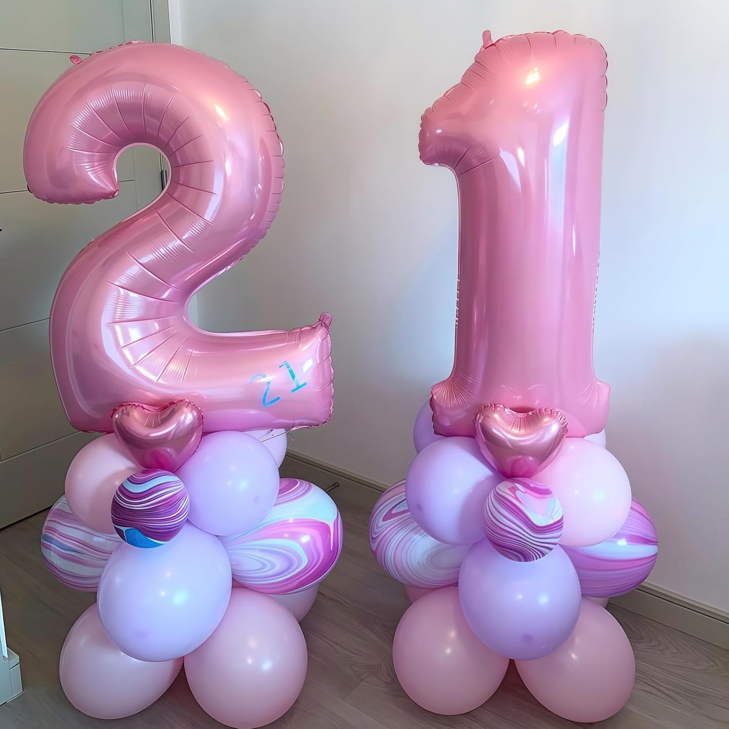 Pastel Pink 2 Balloon,Light Pink 2 Balloons Number,40 Inch Helium Foil Mylar Number 2 Balloon for Birthday Party