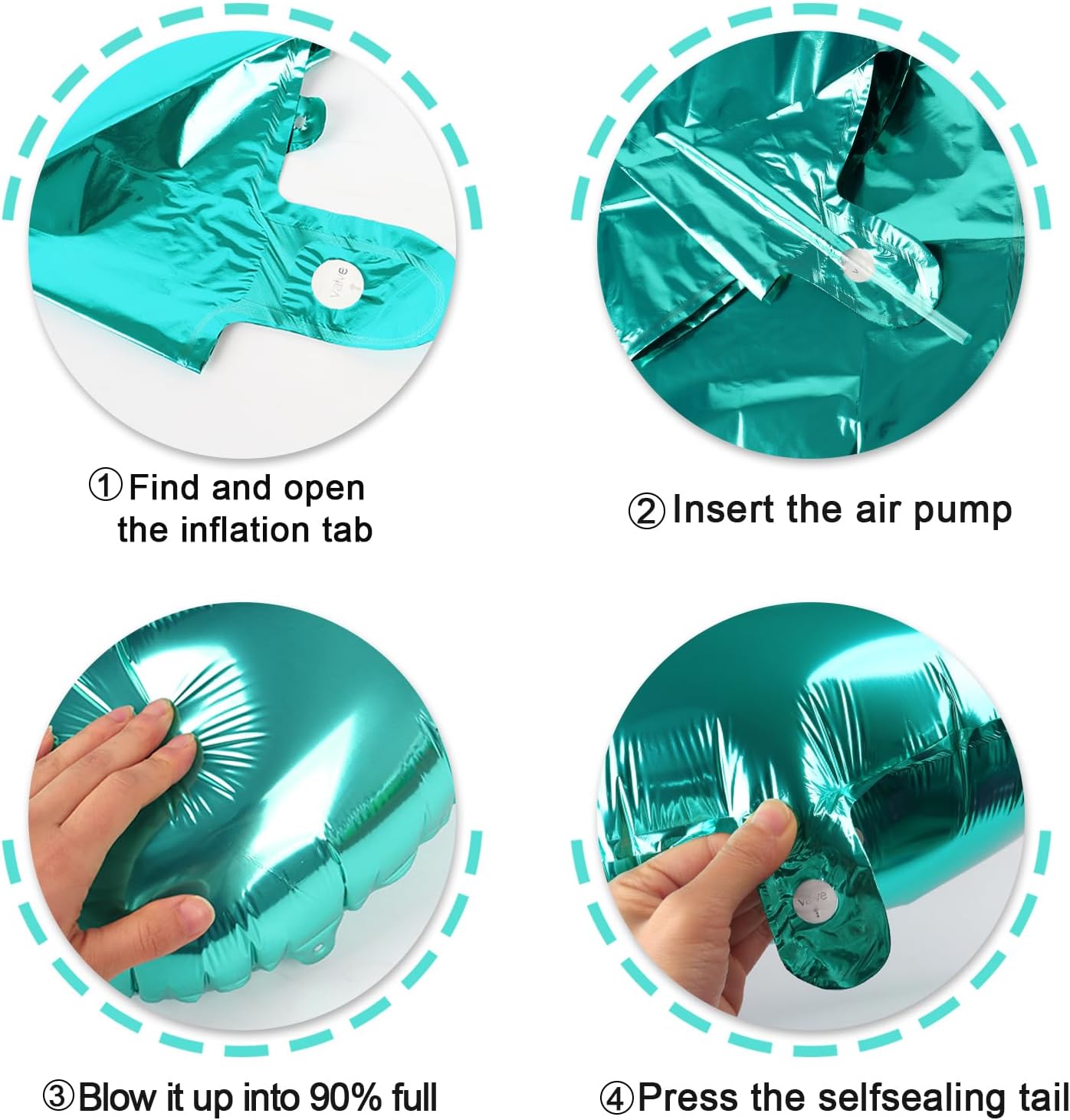 40 Inch Teal Blue Large Number 4 Birthday Balloon, Giant Number Four 14 24 34 40 44 Balloons, Teal Blue Foil Mylar Big Balloons for Anniversary Graduation Supplies Decorations