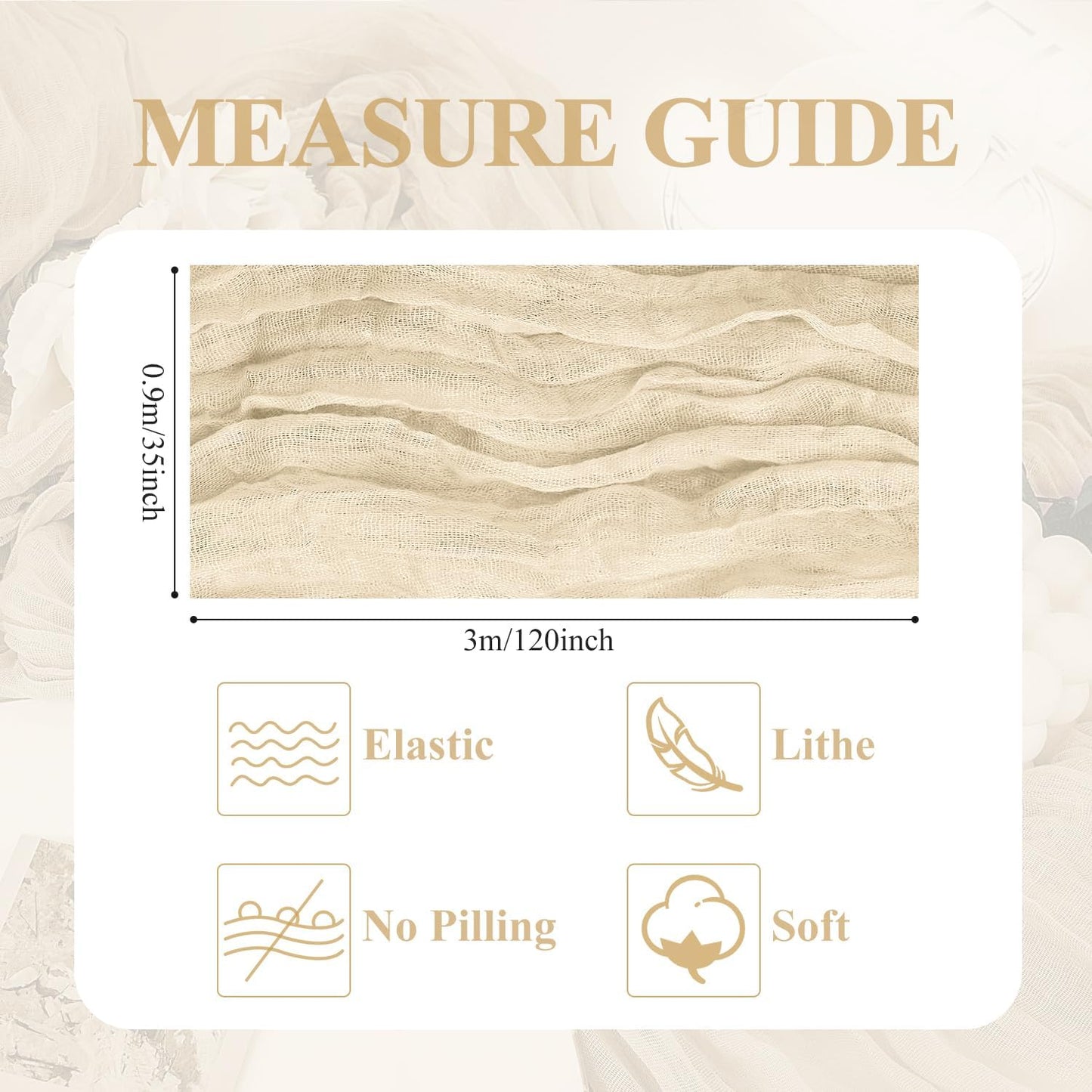 Asee'm 4pcs Cheesecloth Table Runner 120 Inches Long Beige Boho Gauze Cheese Cloth Runner 10FT Rustic Sheer Table Runners for Christmas Wedding Party Baby Shower Spring Easter Decoration