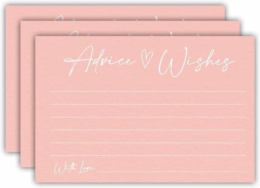 Advice And Wishes Cards, 30 Minimalism Pink Wishes Cards For Wedding, Bridal Shower, Advice And Wishes For The Mr And Mrs, Baby Shower, Graduation, Retirement, Anniversary, Party Favor- A05