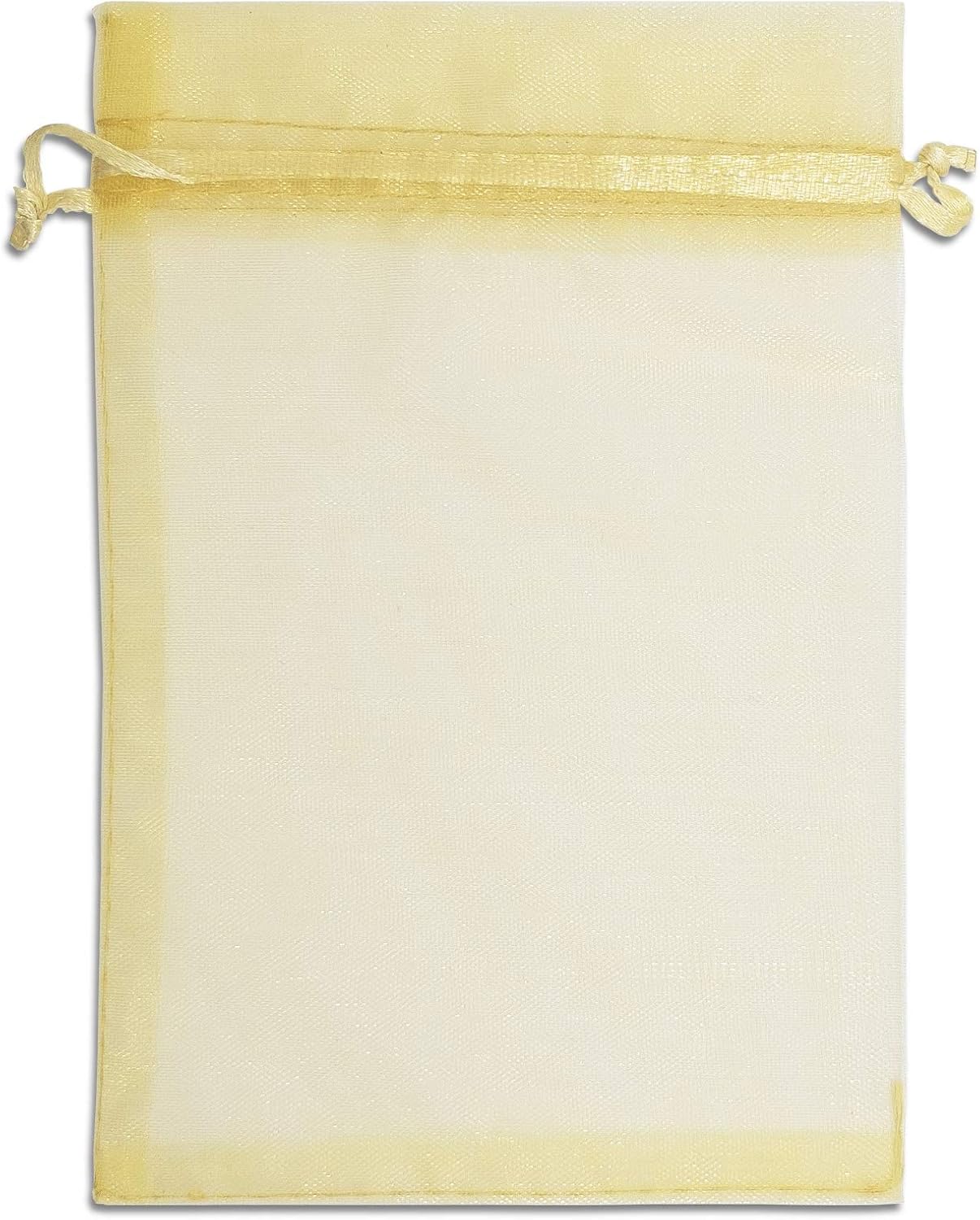TheDisplayGuys 100-Pack 6x8 Gold Sheer Organza Gift Bags with Drawstring, Jewelry Candy Treat Wedding Party Favors Mesh Pouch