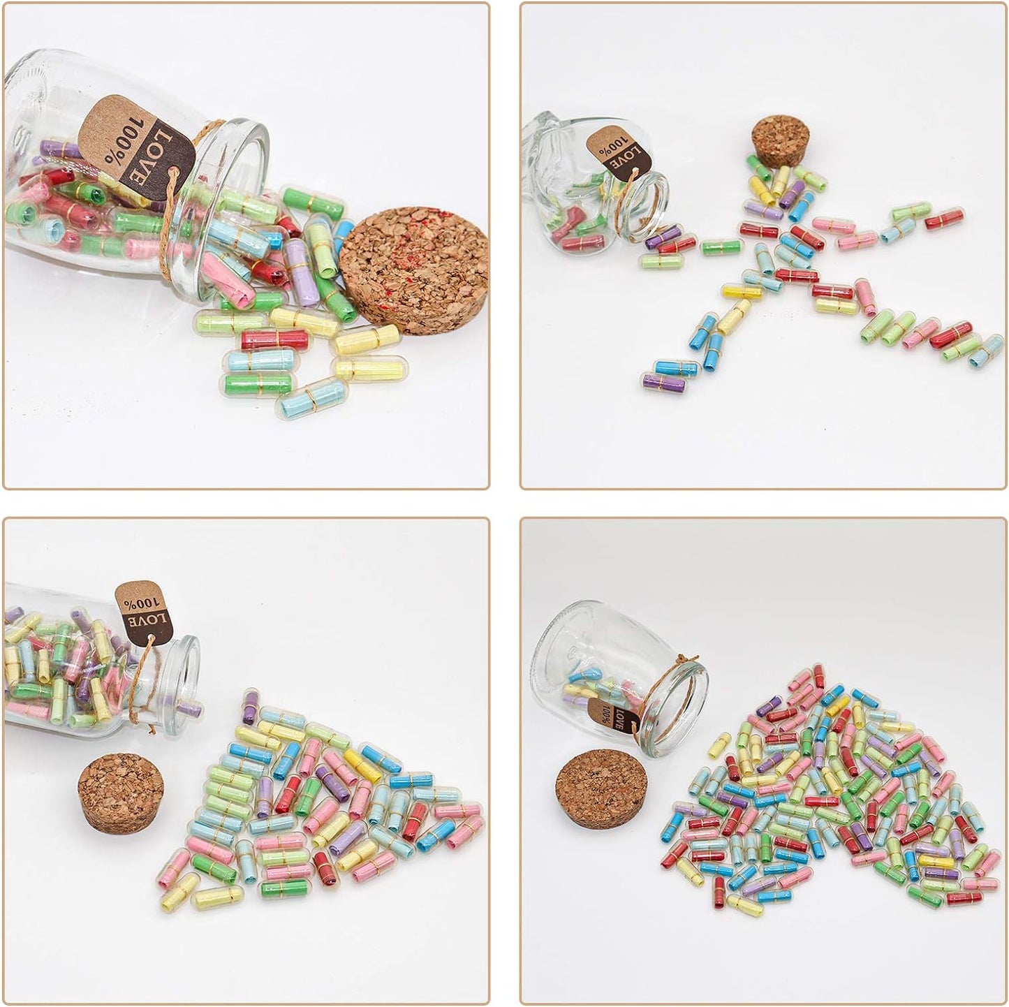 Capsule Letters Message in a Bottle - Cute Things Gifts for Boyfriend Girlfriend - Love Letter for Anniversary, Birthday,Valentines Day, Mother's Day Gift (Mixed Color 50pcs)