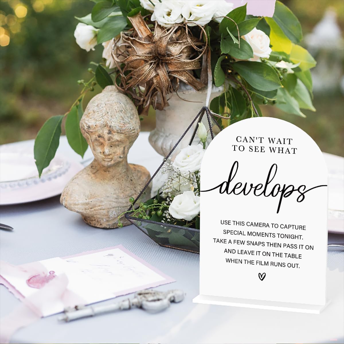 Acrylic Wedding Sign Can't Wait to See What Develops Sign for Wedding Wedding Signs for Ceremony Modern Calligraphy Arch Acrylic Table Top Sign for Wedding Reception and Event Party Table(white）