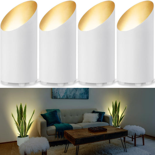 SUNVIE 4 Pack Up Lights Indoor Floor Can Light 5W Uplighting Uplights Indoor with 2700K GU10 Bulbs, Uplight for Home Plant Floor Spotlight with 5.9 FT UL Listed Plug Cord &Foot Switch